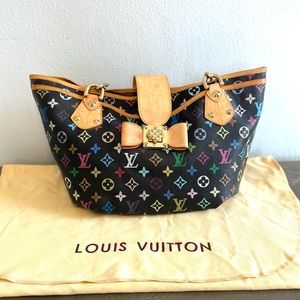 Louis Vuitton Multicolor Monogram Annie Tote Black Takashi Murakami